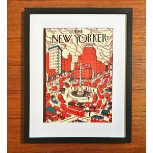 Framed 1925 The New Yorker May 30 Cover Karasz Columbus Circle